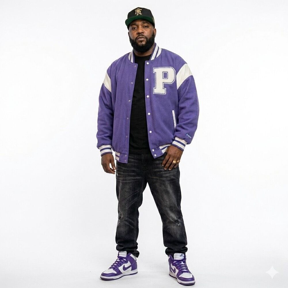 Vintage Deadstock Pelle Pelle Varsity Jacket Royal Sz 4X  Hip Hop Streetwear
